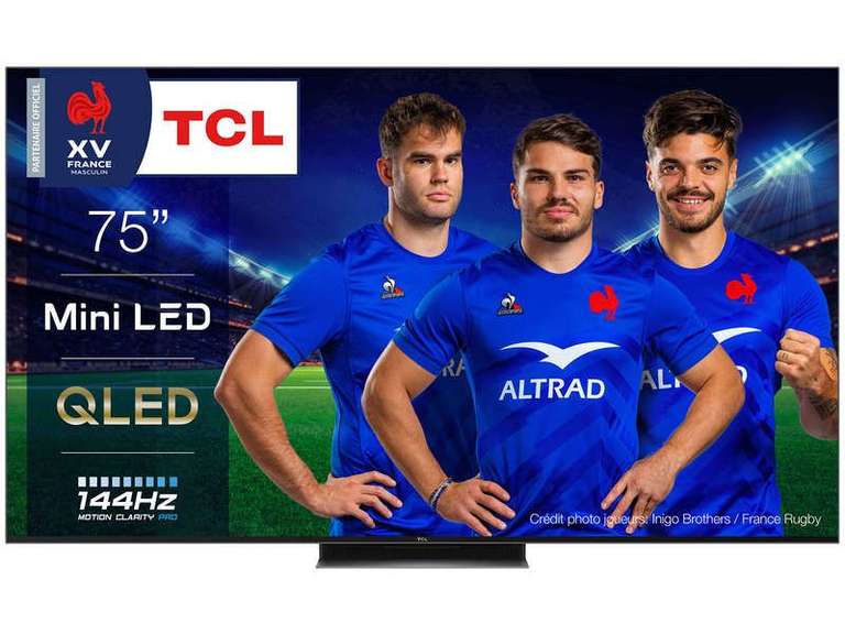 TV 75" TCL 75C835 (2022) - Mini-LED, QLED, HDMI 2.1, 144Hz, VRR, ALLM, Google TV, Dolby Vision IQ, HDR10+, Game Master Pro (via ODR 150€)