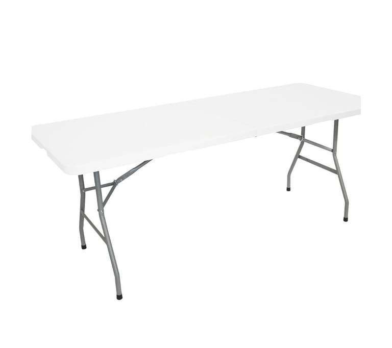 Table pliante d'appoint Multi-usages - 180x70cm Blanc avec Poignée de Transport