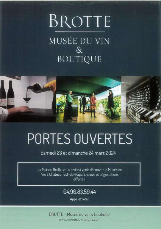 Visite et Dégustation de vins gratuites au Musée du Vin Brotte (sur réservation) - Châteauneuf-du-Pape (84)