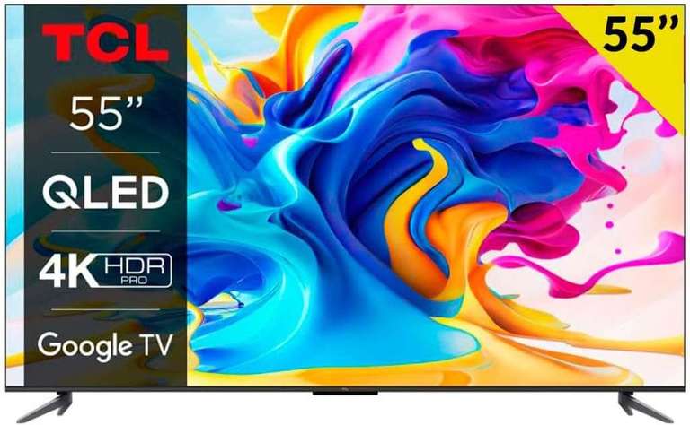 TV 55" TCL 55C649 (2023) - QLED, 4K UHD, HDR Pro, Dolby Vision, Google TV (Via ODR de 100€)
