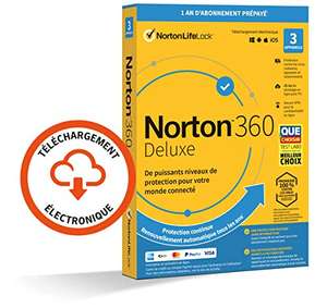 Licence de 12 Mois pour Norton 360 Deluxe 2022 - 3 Appareils (Dématérialisé)