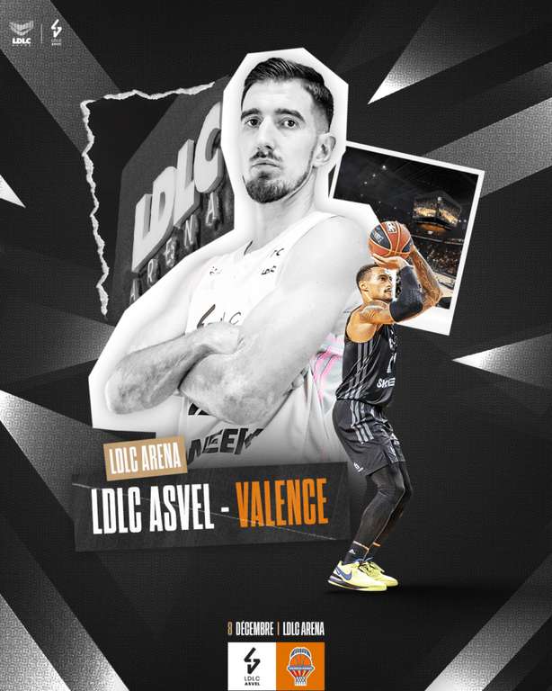 Sélection de billets en promotion pour le match de basket (LDLC Asvel/Valence) - Ex: Billet, catégorie 3 à 15€ (billetterie.ldlcarena.com)