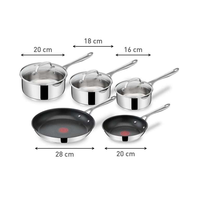Tefal Jamie Oliver Couvercle En Verre Inox 24 Cm - Compatible Toutes Poêles, Ouverture Vapeur, Résistant Jusqu'à 260°C