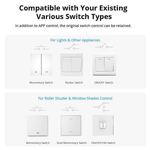 Interrupteur Wi-Fi Intelligent Sonoff Dualr3 Lite pour Porte de Garage,Volet Roulant WiFi - Compatible avec Alexa/Google Home/Siri