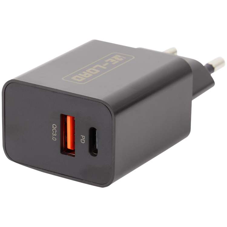 Chargeur rapide double Re-load 18 - 20 watts (USB-C), 18W (USB 3.0), blanc ou noir