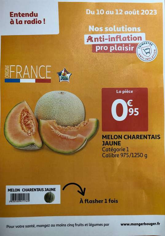 Melon charentais jaune - catégorie 1 (origine France)
