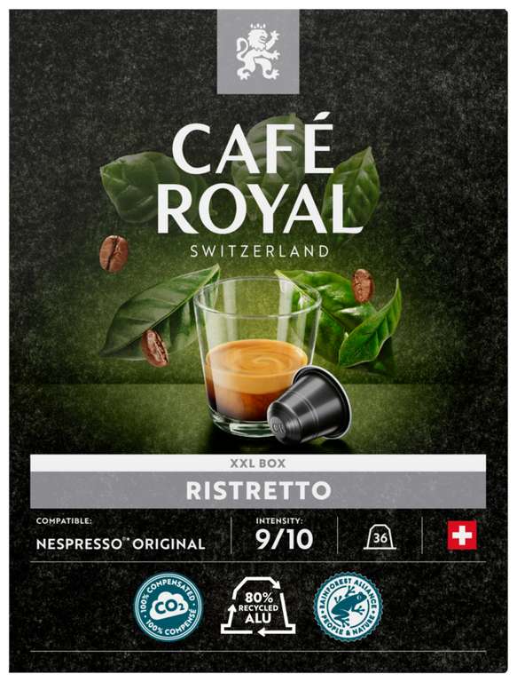 2 paquets de 36 capsules de café compatible Nespresso Café Royal (Différentes variétés)