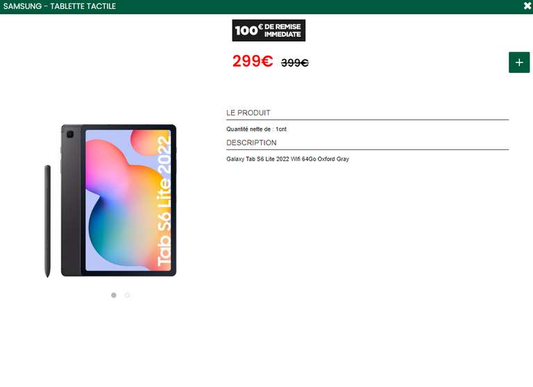Tablette Samsung Galaxy Tab S6 Lite 2022 - 64 GB