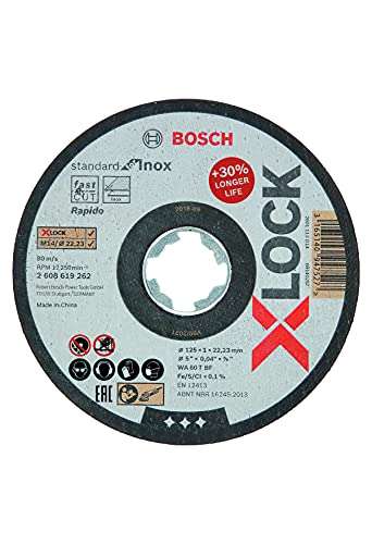 Disque à Tronçonner à Moyeu Plat Bosch Professional X-LOCK Standard pour l’inox, Ø 125 x 1 mm