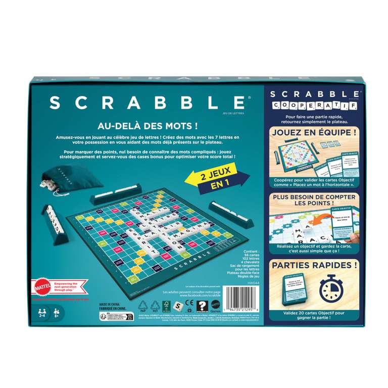 Mattel Games Scrabble Classique, Jeu de Société et de Lettres, Vers Mattel Games Scrabble Classique, Jeu de Société et de Lettres, Vers