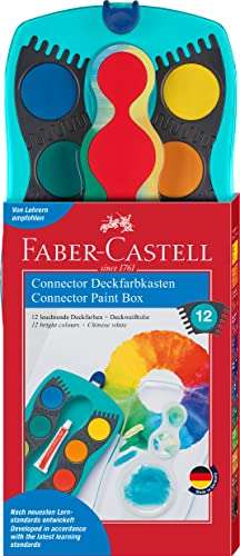 Kit de Peinture avec boîte à Aquarelle Faber-Castell + Lot de 4 pinceaux et gobelet