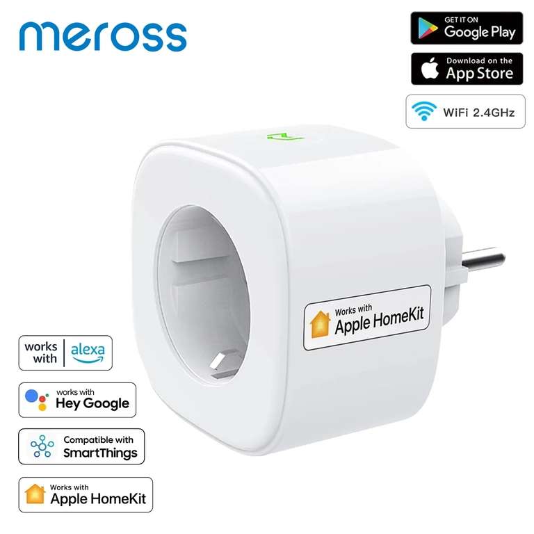Lot de 4 Prises connectées WiFi Meross 16A (Type F) - Compatible Apple HomeKit, Siri, Alexa, Google Home & SmartThings (Entrepôt France)