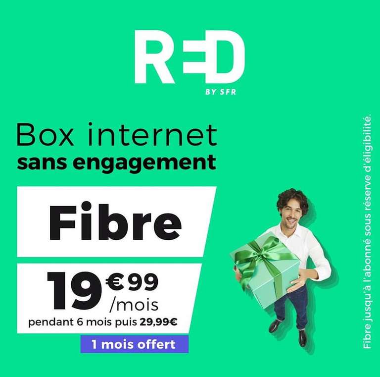 SFR Box 7 by RED - Offre fibre à 19,99€ pendant 6 mois (puis 29,99€) avec 1 mois offerts, sans engagement
