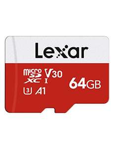 Carte Mémoire microSDXC Lexar - 64 Go + Adaptateur SD, A1, U3, C10, V30, Full HD et 4K UHD, Carte TF (Vendeur Tiers)