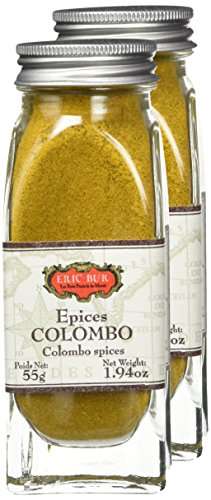 Lot de 2 pots d'Epices Colombo Eric Bur - 55g x2, Origine France, curcuma, curry et cumin