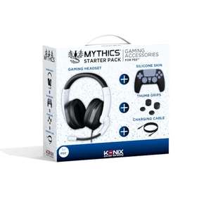 Pack d'accessoires Gaming pour PS5 : Konix Mythics (Casque filaire, Coque de protection Manette DualSense, Câble de charge, Appuie-pouces)