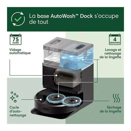 Roomba Plus 406 Combo + AutoWash – aspirateur laveur puissant, à