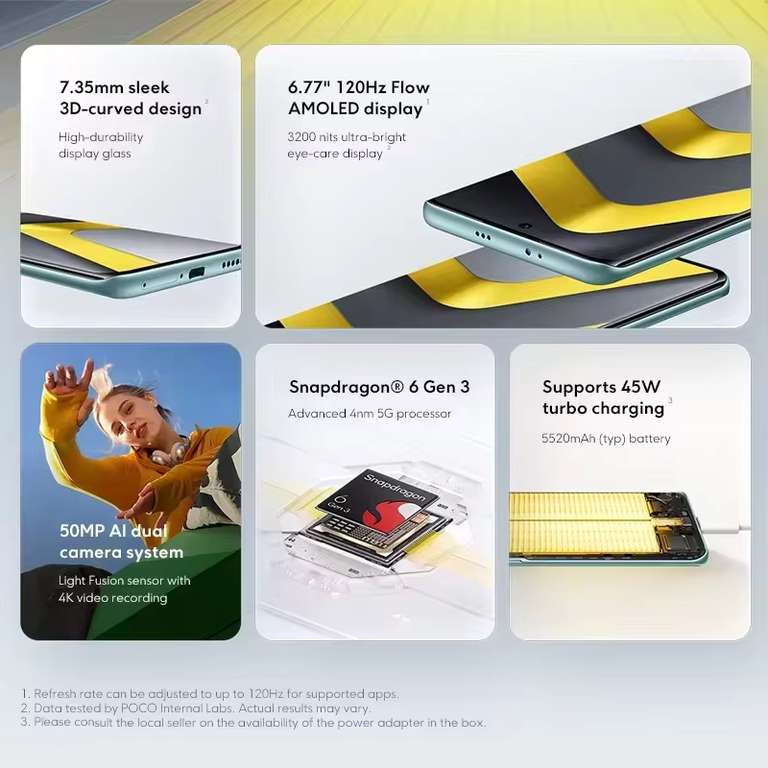 XIAOMI POCO M8 5G – Smartphone Snapdragon 6 Gen 3, écran AMOLED 120Hz, Batterie 5520mAh, 512 Go, Noir