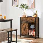 Buffet Vasagle - Porte coulissante Imitation Grange, Style Industriel, Marron Rustique et Noir LSC100B01 (Vendeur tiers)