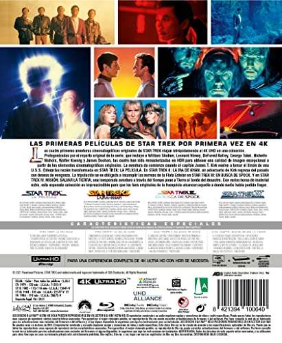 Pack Blu-ray 4K Star Trek I - IV The Original 4 Films Collection (4K UHD + Blu-ray) - Sans VF pour 3 films