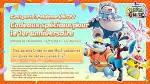 Items 5 Pokémon et 5 Holo-Costumes offerts pour 5 jours de jeu sur Pokémon Unite (dématérialisés)