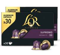 Lot de 2 boîtes de 30 capsules de café L'Or Supremo compatible Nespresso - Autres variétés dispo (via 5,67€ sur carte fidélité et BA 9,45€)
