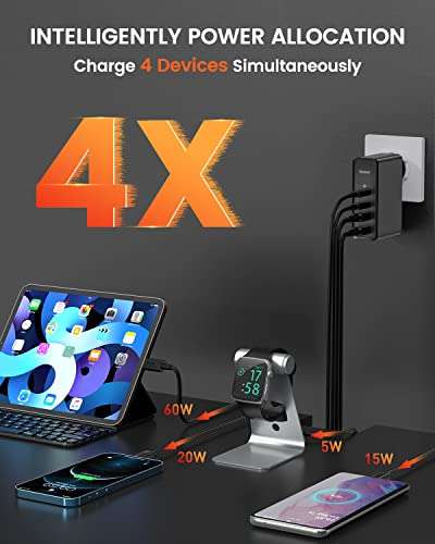 Chargeur Baseus (100W) - 2x USB-C + 2x USB-A, PD 3.0 & QC 4+/3.0, GaN II Tech, Câble Type-C inclus (Vendeur tiers)