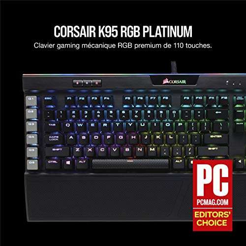 Clavier mécanique gaming Corsair K95 RGB Platinum - Cherry MX Speed, noir