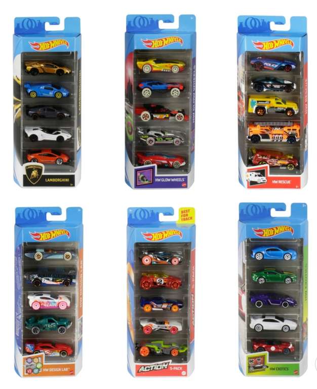 Coffret 5 Véhicules Hot Wheels Remote Adventures - Voitures Miniatures Avec Carte Tigre, Jouet Enfant 3 Ans+