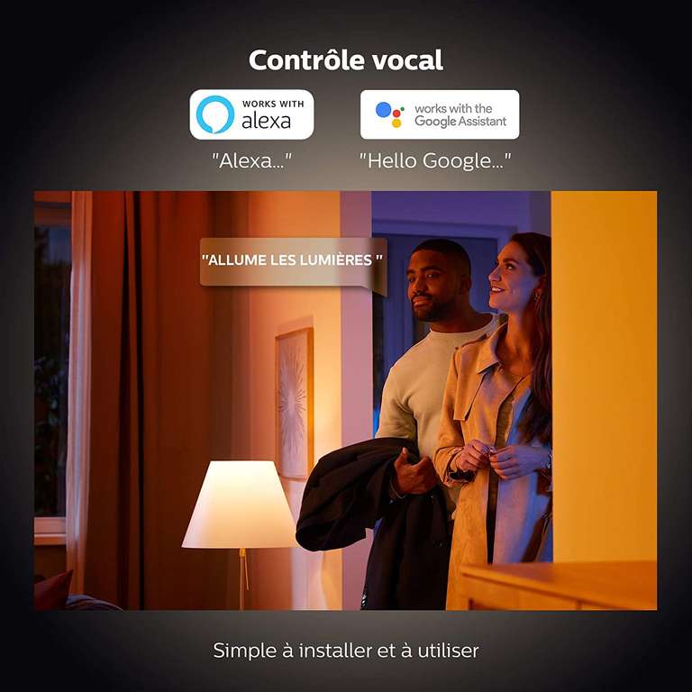 Pack de 2 ampoules LED connectées Philips Hue White and Color Ambiance E27 (Occasion - Comme neuf)