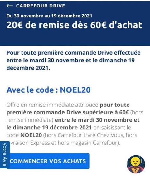 Nouveaux Clients 20 De Reduction Des 60 D Achat Sur Votre Premiere Commande Drive Passee Entre Le 30 Novembre Et Le 19 Decembre Dealabs Com