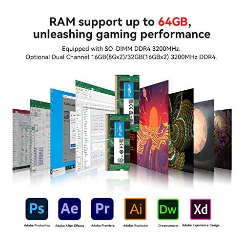 Mini PC Beelink SER5 Pro - Ryzen 7 5800H, 32Go RAM DDR4, 500Go SSD NVMe, WiFi 6, BT 5.2 (Vendeur tiers)