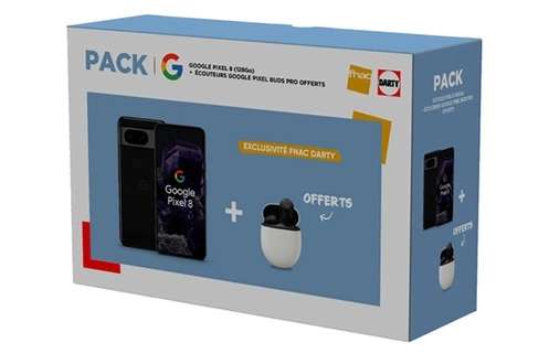 Smartphone Google Pack Pixel 8 128Go Noir 5G + Pixel Buds Pro (+ carte cadeau de 60€)