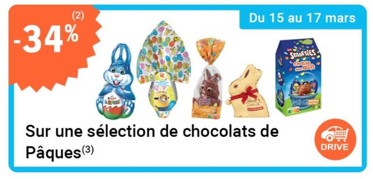 34% de réduction immédiate sur une sélection de chocolats de Pâques chez Leclerc