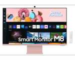 Écran PC 32" Samsung Monitor M8 (LS32BM80PUUXEN) - 4K UHD, HDR10, LED VA, 60 Hz, 4 ms, Télécommande, Webcam, Rose