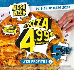 [Avant 16h] Toutes les pizzas Medium à 4,99€ - à emporter, hors exceptions (sélection de magasins)