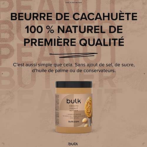 Pot de beurre de cacahuète Bulk - Croustillant ou lisse, 1 kg