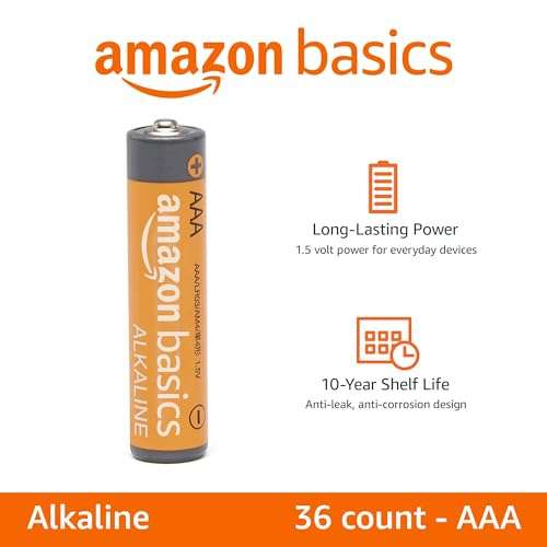 Lot de 36 Piles Alcaline AAA 1,5 V Amazon Basics