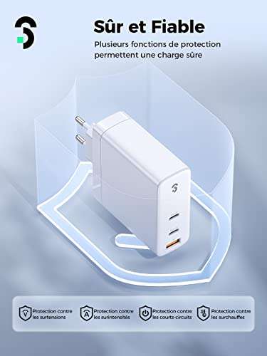 Chargeur USB C Soomfon - 3 ports, 140W GaN (via coupon - vendeur tiers)