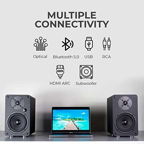 Enceintes Vulkkano A5 - Arc Bluetooth 5.0, HDMI Arc, Optique, RCA, Coaxial, USB