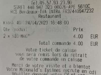 1 Big Mac à 2€ - McDonald's Eysines (33)