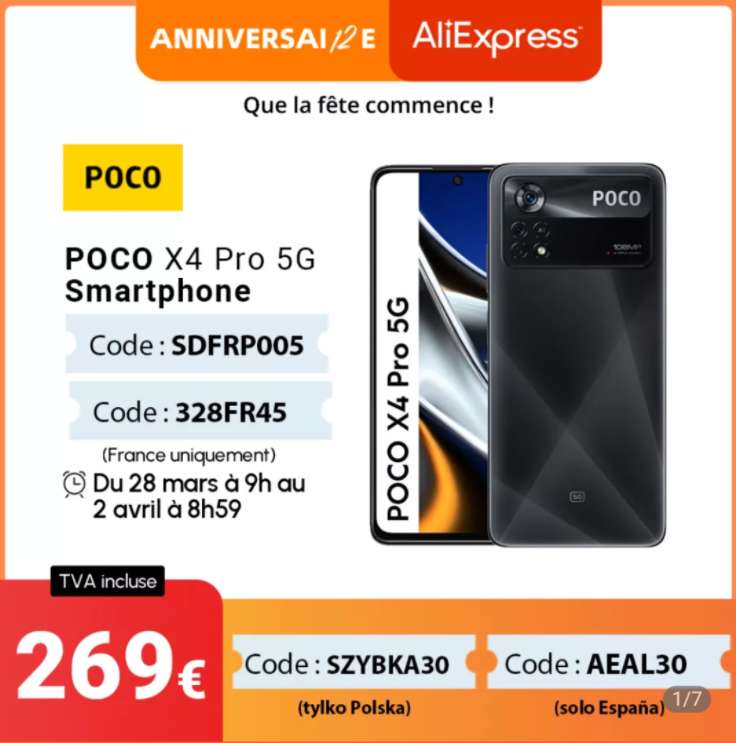Smartphone Poco X4 Pro 5G - 6 Go de Ram, 128 Go, AMOLED 120Hz