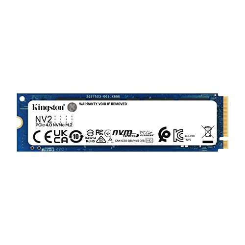 SSD interne M.2 NVMe 4.0 Kingston NV2 - 2 To, QLC 3D, Jusqu'à 3500-2800 Mo/s