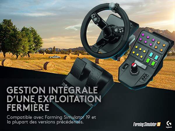 Pack Logitech G Saitek - Volant Farming Simulator + Pédalier +