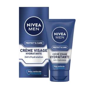 Soin visage hydratant Nivea Men Protect & Care - 75 ml, Enrichi en Vitamine B5 et Aloe Vera (via coupon + abonnement Prévoyez Économisez)