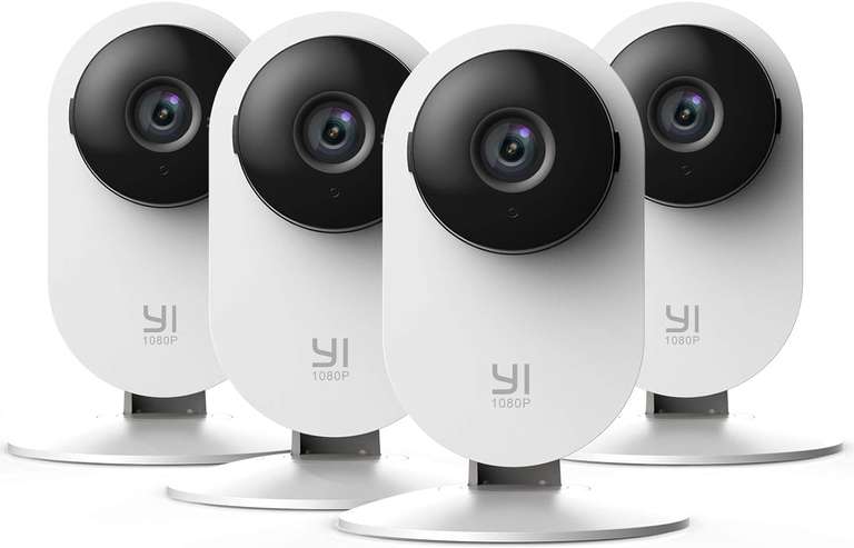 Lot de 4 caméras de surveillance YI Home 1080p - Grand Angle, Nocturne, Détection de Mouvements, µSD, WiFi