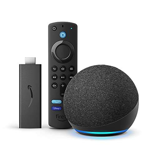 Assistant vocal Amazon Echo Dot 4 + Lecteur Multimédia Fire TV Stick avec télécommande