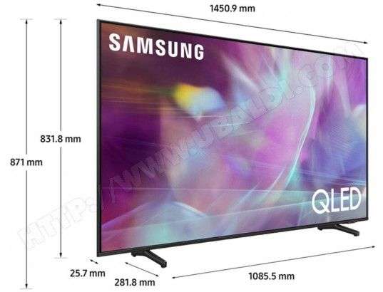 TV QLED 65" Samsung QE65Q60A (QE65Q60AAUXXC) - 50 Hz, 4K UHD, HDR 10+, 3100 PQI, Smart TV (via ODR de 125.85€)