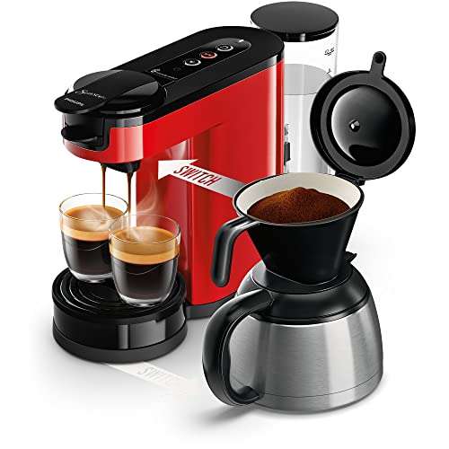 Cafetière filtre Philips Senseo Switch HD6592/85 - Rouge, 1L + Verseuse isotherme