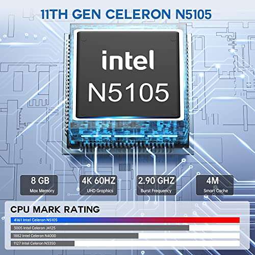 Mini PC NiPoGi - Intel Celeron N5105 (jusqu'à 2,9 GHz), 8Go DDR4, 256Go, Windows 11 Pro (Vendeur Tiers)